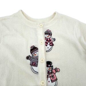 Vintage Y2K Fashion Bug XL Snowman Fleece Cardigan Women's Winter Sweater